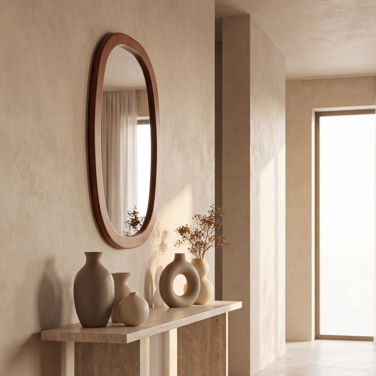 Wooden Square Mirror